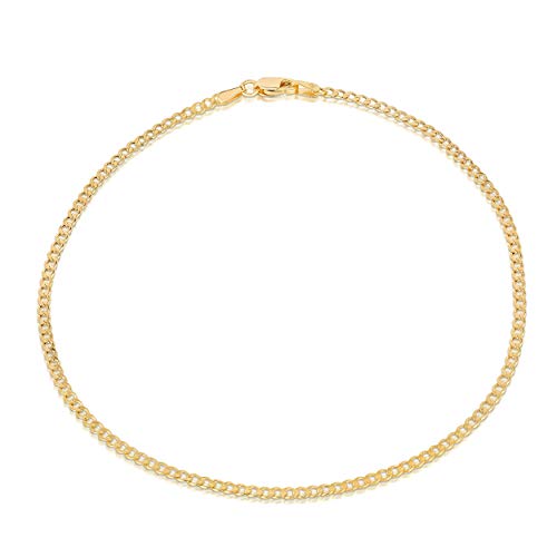 14K Gold Anklets for Women - 10 Inch Flat Mariner, Box Chain & Figaro Designs - Dainty Summer Beach Gold Jewelry