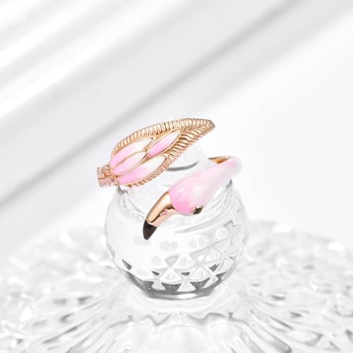 Flamingo Ring for Women 925 Sterling Sliver Animal Rose Gold Ring Cubic Zirconia Adjustable Rings Jewelry Pink Flamingo Gifts - Image 4